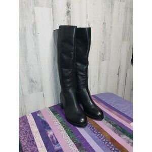 Jones Bootmaker Black Equestrian Riding Knee Booties Spain 38 Leather Heels Zip
